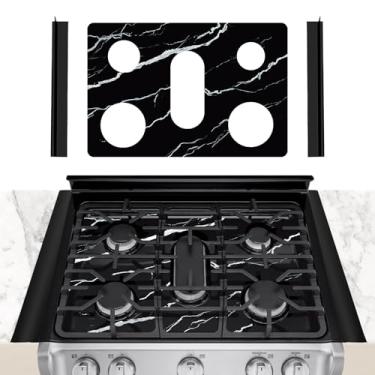 Imagem de Sanshare Capa para queimador de fogão com 2 peças de forros de fogão - para fogão a gás LG 5 queimadores - protetor de tampa superior de fogão a gás reutilizável de silicone