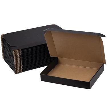 Imagem de Sodissa Pacote de caixas de transporte de 13 x 10 x 2 polegadas com 25, caixas de papelão ondulado para pequenas empresas, pretas