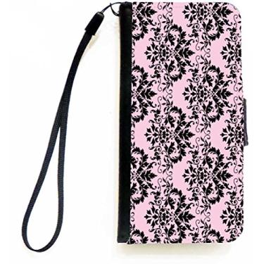 Imagem de Rikki Knight Capa tipo carteira Shabby Chic preta em rosa damasco flip com aba magnética para Apple iPhone 5c
