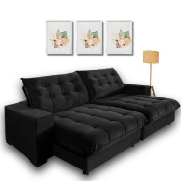 Imagem de Sofá Retrátil e Reclinável 2,90m com Molas Ensacadas. (Preto)