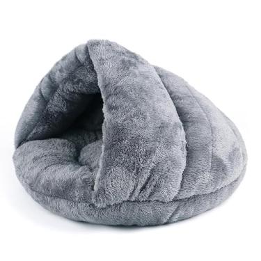 Imagem de Warm Cat Bed Soft Kitten Nest Kennel For Small Dogs Cats Puppy Sleeping House Tent Pads Pet Sleeping Bag, Soft And Comfortable(Gray,45x45x33cm)