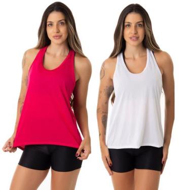Imagem de Kit 2 Camisetas Fristyle Regatinha Dry Fit Básica Feminina Adulto, Ros