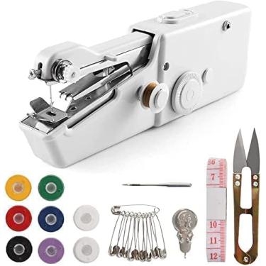 Imagem de Máquina de costura manual, mini máquina de costura portátil para iniciantes e adultos, máquina de costura elétrica prática para costura rápida