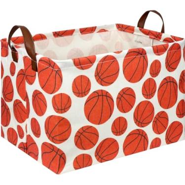 Imagem de NTAOHAMPER Cesta Retangular De Armazenamento De Basquete Para Meninos, Caixa De Armazenamento De Brinquedos Infantis Com Alças, Decoração De Quarto De Bebê, Cesta De Presente (Basquete)