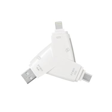 Imagem de Leitor de cartão SD USB-C Tipo-C3.0 e USB3.0 de memória triangular 4 em 1 para iPhone/iPad/Android/Mac/Trail Game Camera. O visualizador suporta cartão SD/TF adaptador de cartão micro SD
