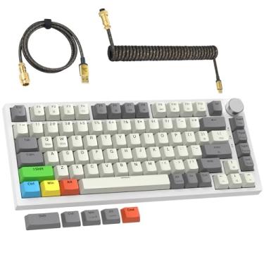 Imagem de ATTACK SHARK K85 Teclado para jogos Rapid Trigger com cabo espiral, teclado mecânico com fio de 82 teclas, ponto de atuação do interruptor magnético ajustável, junta