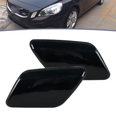 Imagem de JESYMBX Tampa do bocal da arruela do farol do para-choque dianteiro para Volvo V60 S60 2011 2012 2013 Tampa de jato de spray preta azul esquerda e direita