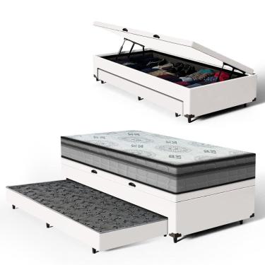 Imagem de Cama Box Baú com Colchão Espuma D33 Pillow In Anjos Ortosleep + Auxiliar Unique Solteiro 88cm