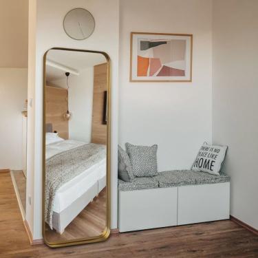 Imagem de Espelho Grande Corpo Inteiro de Parede Moldura Aço 170x70cm Rei dos Vidros