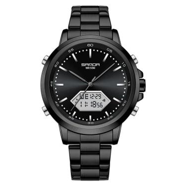 Imagem de Relógio De Pulso Esportivo Militar Masculino 3301 Sanda Preto Branco