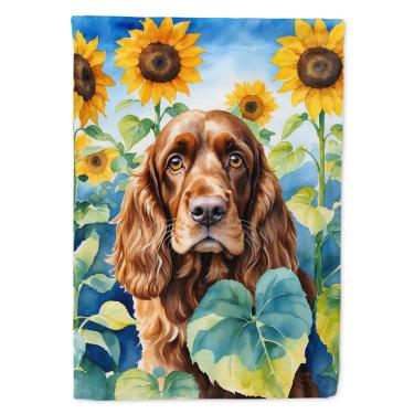 Imagem de Caroline's Treasures DAC6073CHF Cocker Spaniel Inglês em Girassóis Bandeira de Casa Grande Varanda Manga Pólo Decorativo Exterior Yard Banner Arte Pendurar na Parede, Poliéster, Tamanho da Casa,
