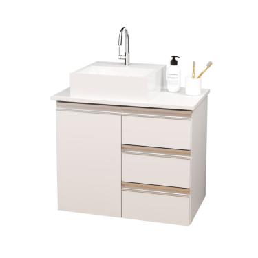 Imagem de Balcão Móvel Gabinete Mdf Para Banheiro Com Tampo & Cuba 60cm