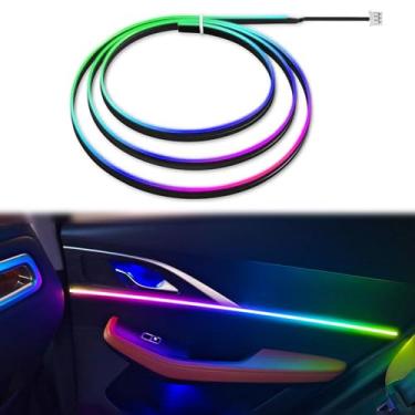 Imagem de Faixa de luz LED para carro interior de acrílico, faixa de iluminação ambiente de carro Dreamcolor, acessórios de LED internos para decoração de veículos (apenas faixa de luz acrílica de 75 cm)