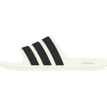 Imagem de adidas Sandália unissex Adilette Flow Slide, Branco/Preto/Off White, 7 Women/6 Men