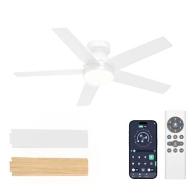 Imagem de VOLISUN Ventilador De Teto Com Luzes E Controle Remoto, Ventilador De Teto De Perfil Baixo De 42 Polegadas Com Luz, Reversível, 3 Cct, Regulável, Silencioso, Branco, Ventiladores De Teto Embutidos