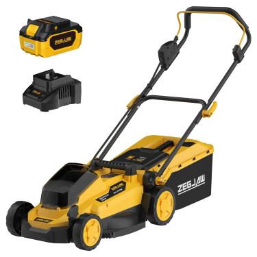 Imagem de ZEGJAW Cortador De Grama Elétrico, Cortador De Grama Elétrico De 13 Polegadas E 20 V Sem Fio, Bateria De 4,0 Ah E Carregador Incluídos, Cortador De Grama Manual 2 Em 1 Com Saco Coletor De Grama, Al