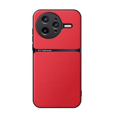 Imagem de Kepuch Capa para Redmi K80 Pro - Litchi Grano Case Placa de Metal Embutida - Vermelho