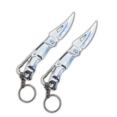 Imagem de Combo 2 Canivete Mosquetão Aço Inox Com Argola de Chaveiro - Canivete 