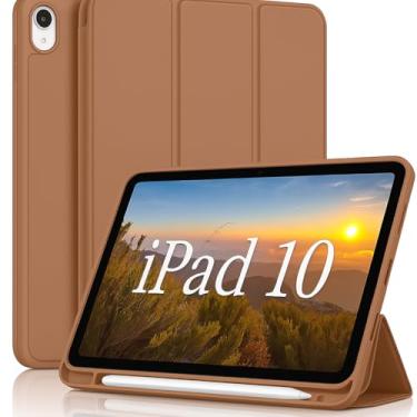 Imagem de Capa Case PREMIUM Anti Impacto com função sleep e suporte para iPad 10 10.9" Com Compartimento Para Pencil Caneta Tampa Magnética (Marrom)