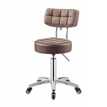 Imagem de WYUYIWH Banqueta redonda com rodinhas ajustável em altura, banquinho giratório clássico com roda, perfeito para salão de beleza, trabalho, casa, spa, loja