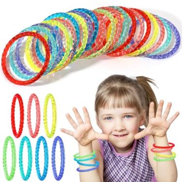 Imagem de Marsui Pacote com 100 pulseiras de plástico de cristal, pulseiras de plástico de 6 cm cores neon brilhantes sortidas, presentes divertidos de festa para carnaval, mulheres, meninos e meninas