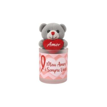 Imagem de Kit Caneca Amor Com Ursinho Pelucia de Chaveiro Fizzy Cinza