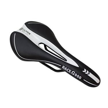 Imagem de GORIX Almofada confortável para corrida de assento de bicicleta com trilho Mountain Road Bicicleta para homens e mulheres (3621A), Black×White