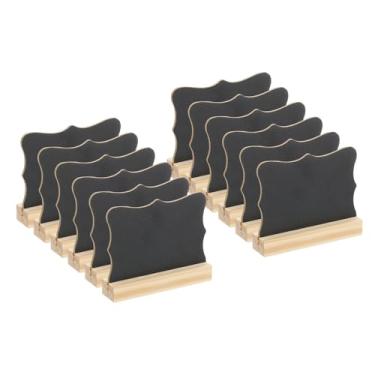 Imagem de PATIKIL Mini placas de quadro-negro de mesa, 12 peças de placas pequenas de quadro-negro com suporte de cavalete de madeira dupla face lousa de forma irregular para etiquetas de alimentos, festas
