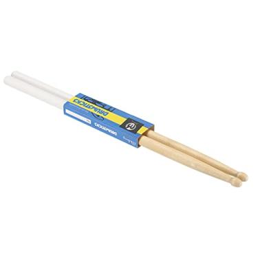 Imagem de PATIKIL Baqueta de madeira de bordo antiderrapante empunhadura para bengala de bateria 7A branco 1 par para percussão de instrumentos musicais de percussão