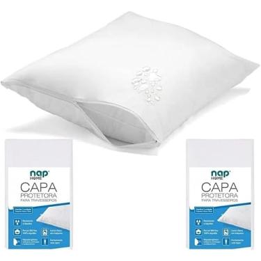 Imagem de Nap Kit 2 Capas de Travesseiro Home Impermeável Não faz ruído 200 Fios 50x70cm - Branco