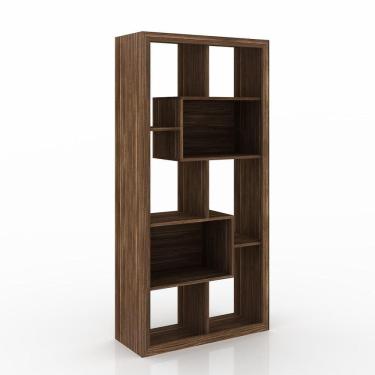 Imagem de Estante Livreiro Multiuso Com Nichos E1712 Nogal - Tecno Mobili