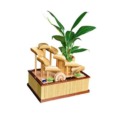 Imagem de Fonte criativa de mesa simples ornamentos de água circulantes de bambu pequena fonte de água sala de estar decoração de casa fonte interna