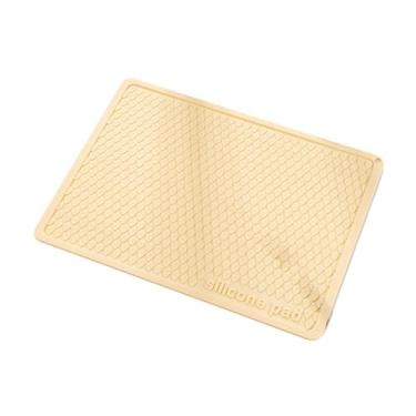 Imagem de IEUDNS Tapete de silicone para secagem de louças, bandeja de pia, fácil limpeza, escorredor, tapete absorvente para café, para sala de jantar, balcão de , Amarelo