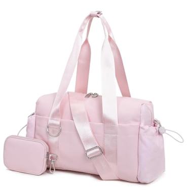 Imagem de ERTUNA Mini bolsa de ginástica para mulheres 2.0, bolsa pequena com compartimento com zíper, impermeável, bolsa de viagem fofa, bolsa de mão esportiva para exercícios com alça de ombro removível e