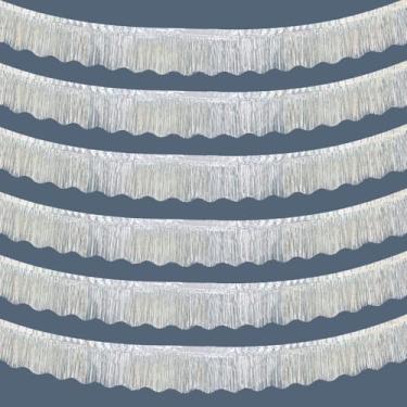 Imagem de LOLStar Pacote Com 6 Decorações De Festa Franjas Folha Prata, Serpentinas Enfeites 18 Metros, Faixas Parede Prata Brilhante Para Casamento, Aniversário, Natal, Ano Novo, Decoração