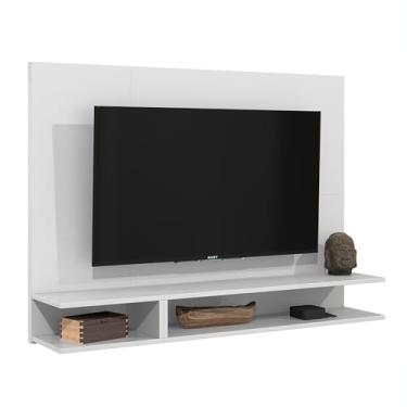 Imagem de Painel Para TV Até 50 Polegadas Milão Prateleira Sala Estar Quarto Decoração Branco