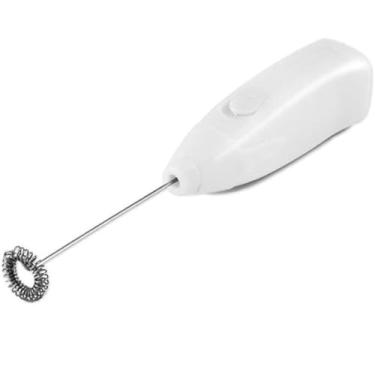 Imagem de Mixer Elétrico Portátil Mini para Bebidas, Manual a Pilhas, 19,5 cm, Haste em Aço Inox para Café e Drinks (Branco)