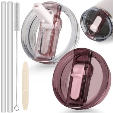 Imagem de ANTAND Tampa flip de canudo à prova de vazamento de 1,134 g para acessórios Stanley Cup, pacote com 2 tampas de substituição sem derramamento, tampa removível de 1,134 g para tampas Stanley Protour