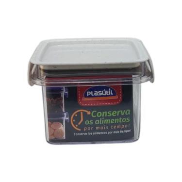 Imagem de Pote Hermético Plasútil 380ml com Trava  Ideal p/ Condimentos, Branco 