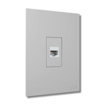 Imagem de Conjunto Tomada Rede de Internet Rj45 Cat5e Cor Cinza/ Prata/ Grafite 