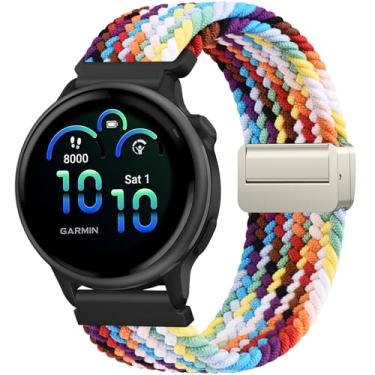Imagem de Meliya Pulseira de nylon trançado para Garmin Vivoactive 6/Vivoactive 5/Vivoactive 3, pulseira de substituição elástica de 20 mm para Venu/Venu Sq, Forerunner 55/158/165/245/645, Galaxy Watch 7/6/5/4