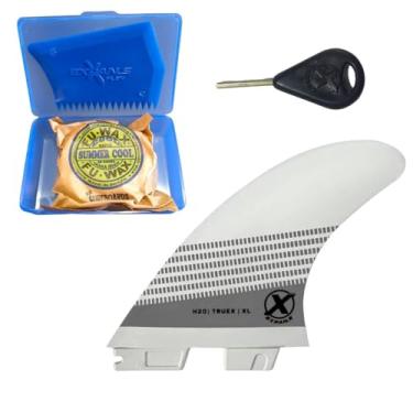 Imagem de Kit Quilha True-X Large Expans Branca Encaixe FCS2 -Quilhas Large G7 + Porta Parafina + Raspador + 1 Fuwax (Cool Water, Preta)