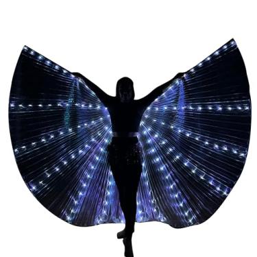 Imagem de W WINTMING Fantasia feminina de Natal de Halloween com asas de dança do ventre com luzes LED Isis Wings, Branco, 40INCH
