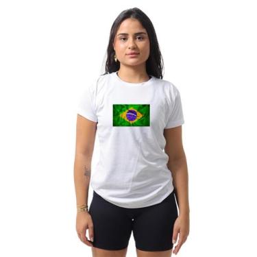 Imagem de Camiseta Feminina Dry Fit Academia Brasil Tema Copa Bandeira do brasil