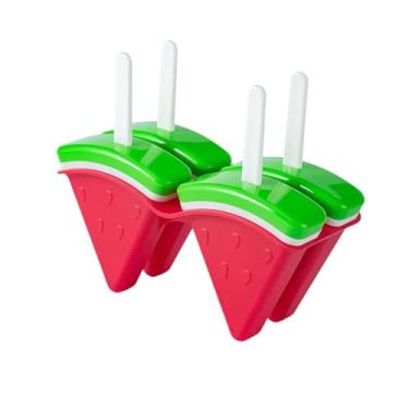 Imagem de Forma de Plástico para Picolé Melancia 4 Unidades com Palitos - Reutilizável - TYDA