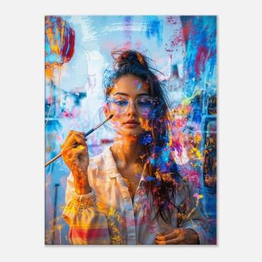 Imagem de PUREVACY Arte de parede em tela para jovem. Imagens de parede abstratas para sala de estar, quarto ou escritório. Pinturas modernas de decoração de parede para orientação de sala Tamanho vertical 60 x