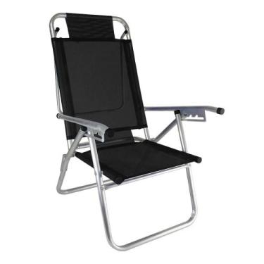 Imagem de Cadeira de Praia Alumínio Reforçada 5 Posições Infinita UP Preta Zaka 