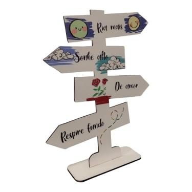 Imagem de Seta Decorativa Mensageira em Mdf 3mm com Estampa - Ria Mais, Sonhe Alto, Dê Amor, Respire Fundo Cor:COLORIDO;Tamanho:1