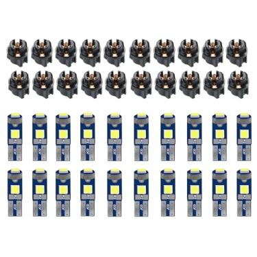 Imagem de ASUBHA 20 peças de luzes LED T5 para painel de carro, lâmpada LED T5 37 74 com soquete de trava giratória, substituição de luz PC74 PC37 super brilhante para painel de instrumentos painel indicador de