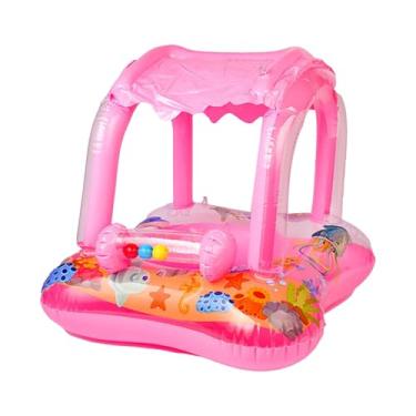 Imagem de oshhni Boia de piscina com cobertura, brinquedo aquático, boia inflável fofa para natação, tubo para férias, piscina, presentes para crianças, meninos e, com Sino Sem Alça